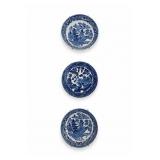 Blue & White Chinoiserie Plate Group, 4 Pieces