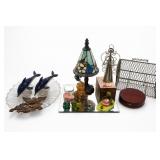 Stained Glass Lamp & Assorted Home Decor Lot