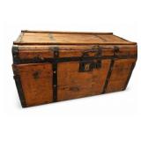 Antique Wooden Domed Steamer Trunk Chest