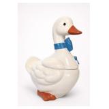 Ceramic Duck Cookie Jar With Blue Bow