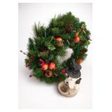 Pre-Lit Artificial Christmas Wreath With Fruit