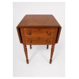 Vintage Drop Leaf Two-Drawer Side Table