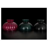 Glass Lamp Shade Set, 3 Pieces, Green & Burgundy