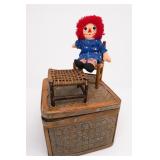Raggedy Ann Cloth Doll With Chair & Storage
