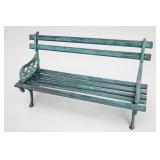 Green Garden Bench With Cast Iron Ends