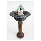 Cast Iron Bird Bath With Mosaic Birdhouse