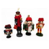 Set Of 4 Wooden Nutcracker Christmas Ornaments