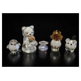 Crystal Figurine Set, 5 Pieces, Bear, Bird & Tree