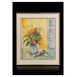 Signed Floral Still Life Watercolor Painting