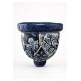 Talavera Blue Floral Ceramic Wall Planter