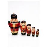 5 Hand-Painted Wooden Nutcracker Nesting Dolls