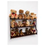 Plush Teddy Bear Collection & Wooden Display Shelf