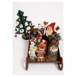Christmas Ornament Assortment With Wooden Sleigh