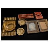 Decorative Metal, Leather & Framed Object Group