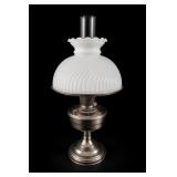 Rayo Oil Lamp With Ribbed Milk Glass Shade