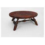 Wooden Oval Turned-Leg Low Footstool