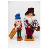 Wooden Nutcracker & Santa Figures, Pair
