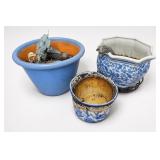 Blue & White Ceramic Planter Trio