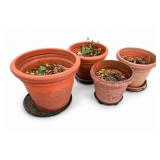 Five Garden Planters With Saucers