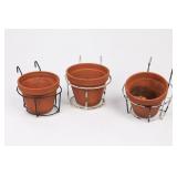 Set Of 3 Hanging Terracotta Planters