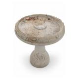 Concrete Bird Bath With Leaf Motif
