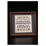 Framed Cross Stitch Alphabet Sampler