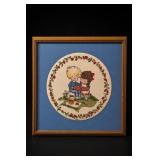 Hummel Framed Cross Stitch Child Couple Art