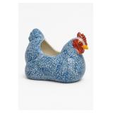 Blue Speckled Ceramic Chicken Planter