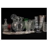 Hoosier Glass Ribbed Vase & Assorted Glassware Lot