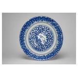 Himark Blue Spongeware Serving Bowl Made In Italy