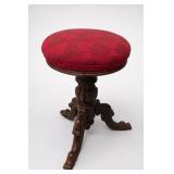 Victorian Carved Walnut Revolving Piano Stool