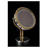 Lighted Magnifying Vanity Mirror, Brass & Chrome
