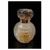 Cut Glass Perfume Bottle With Ornate Cap