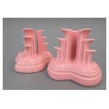 Fiesta Ware Pink Art Deco Candle Holders Pair