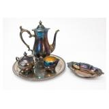 Silver-Plated Coffee And Tea Set With Trays