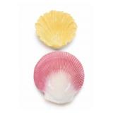 Pair of Pink & Yellow Shell-Form Dishes