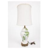 Porcelain Table Lamp With Green Vine Decor