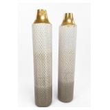 At Home Gold-Tone Diamond Pattern Vase Pair