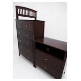 Dark Finish Bedroom Set With Dressers & Headboard