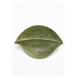 Deartis Green Leaf-Shaped Dish Made In Portugal