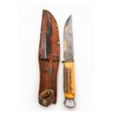 Solingen Antler-Handled Hunting Knife & Sheath