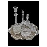 Vintage Cut Crystal Glassware Set on Tray
