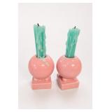 Fiesta Rose Bulb Candleholder Pair