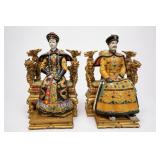 Chinese Queen On Throne Figurine Pair
