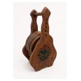 Carved Wooden Coaster Set With Holder