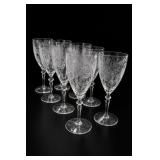 8pc Etched Floral Crystal Water Goblets