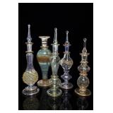 Egyptian Perfume Glass Bottles, Set Of 5