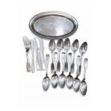 Gorham Sterling Silver Flatware & Platter, 523g
