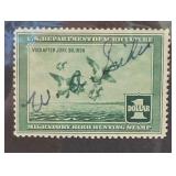 1930 U.S. $1 Migratory Bird Hunting Stamp Signed