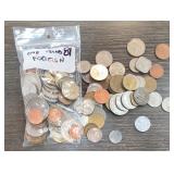 1 Pound Mixed Foreign Coins, 5 10 20 One Penny